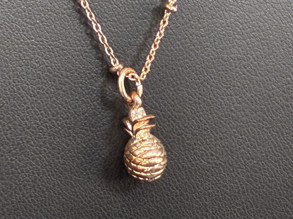 LC Rose Gold Pineapple Pendant Necklace Adjustable Tropical Fruit Charm